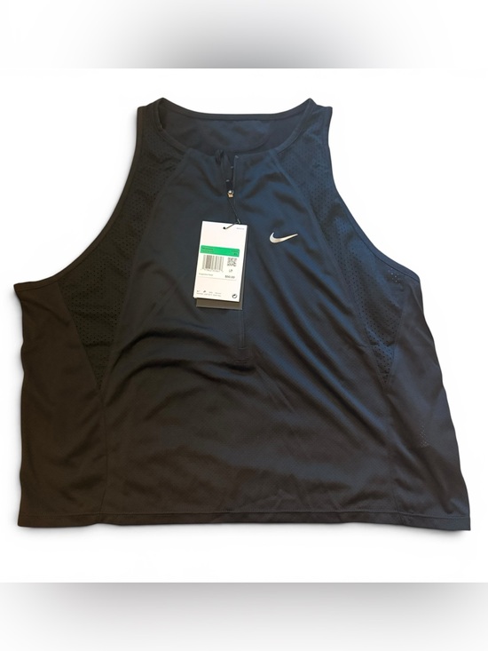 Nike Tops - NWT Nike Dry Fit Workout Tank Zip Collar with White Swoosh